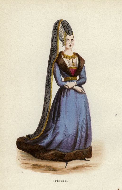 Agnes Sorel (coloured engraving) بواسطة المدرسة الأوروبية