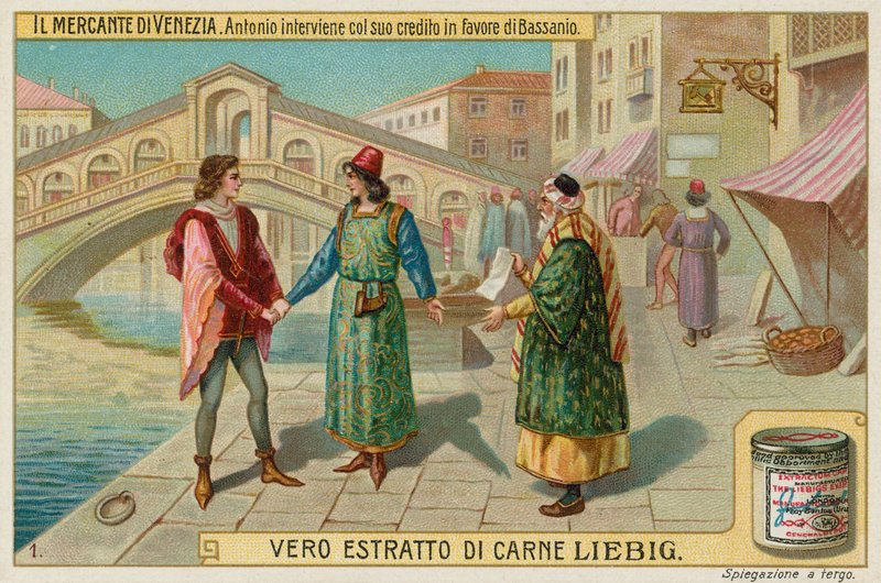 أنطونيو يتدخل على باسانيوس مع Shylock بواسطة المدرسة الأوروبية