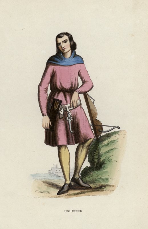 Arbaletrier (coloured engraving) بواسطة المدرسة الأوروبية