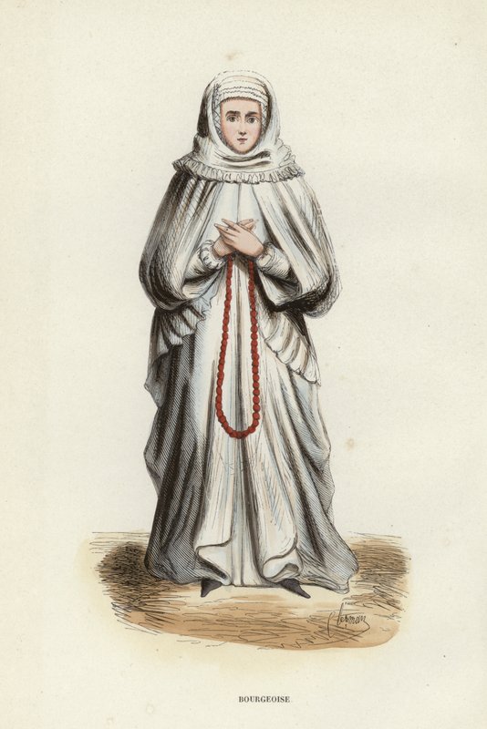 Bourgeoise (coloured engraving) بواسطة المدرسة الأوروبية