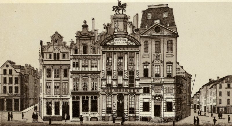 بروكسل / بروكسل: Hotel des Brasseurs، Place de l'Hotel de Ville (litho) بواسطة المدرسة الأوروبية