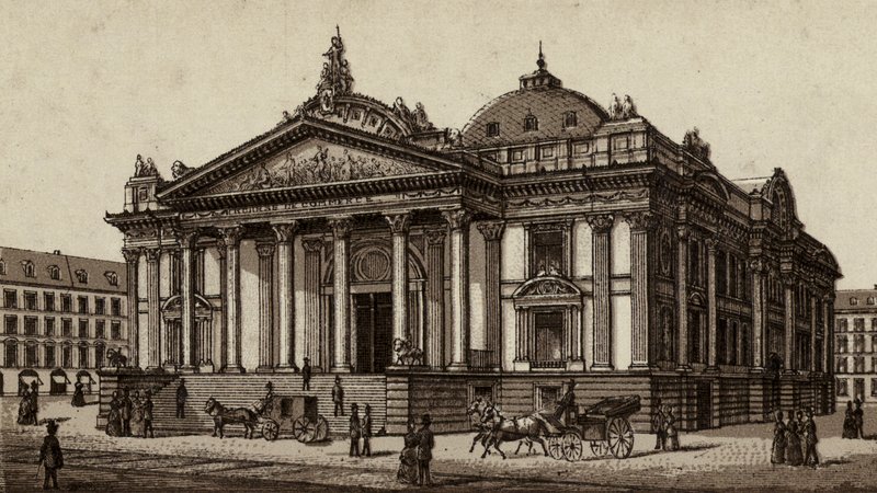 Bruxelles/Brussels: La bourse (litho) بواسطة المدرسة الأوروبية