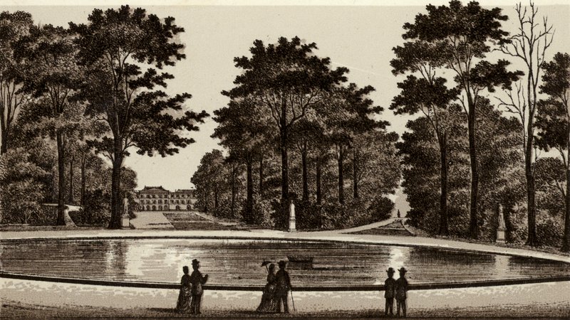Bruxelles/Brussels: Vue du parc (litho) بواسطة المدرسة الأوروبية