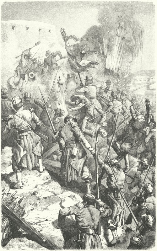 الاستيلاء على Malakoff Redoubt أثناء حصار سيفاستوبول ، ٨ سبتمبر ١٨٥٥ (نقش) بواسطة المدرسة الأوروبية