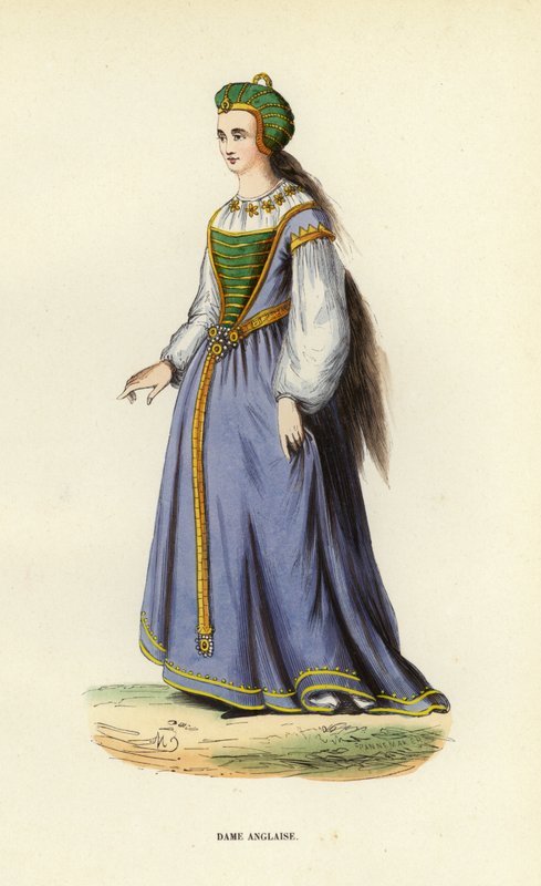 Dame Anglaise (coloured engraving) بواسطة المدرسة الأوروبية
