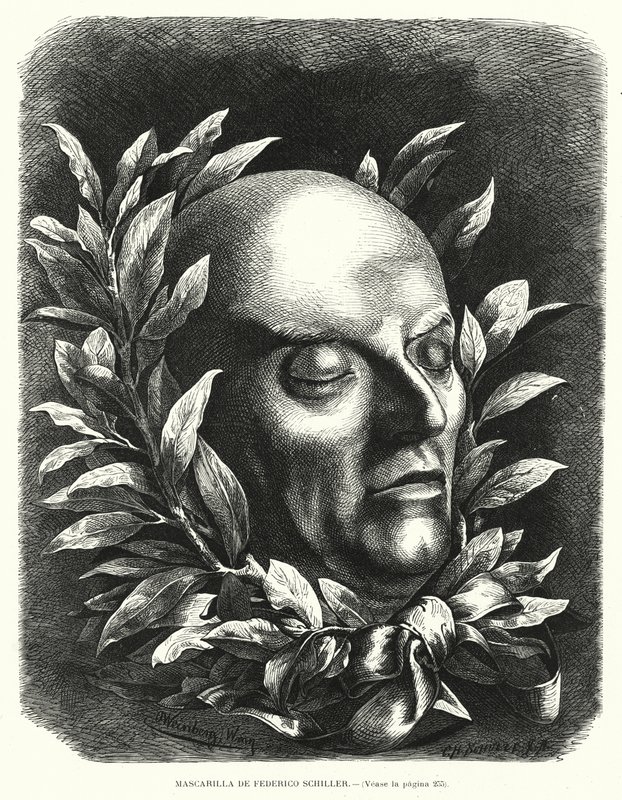 Death mask of German poet Friedrich Schiller (litho) بواسطة المدرسة الأوروبية