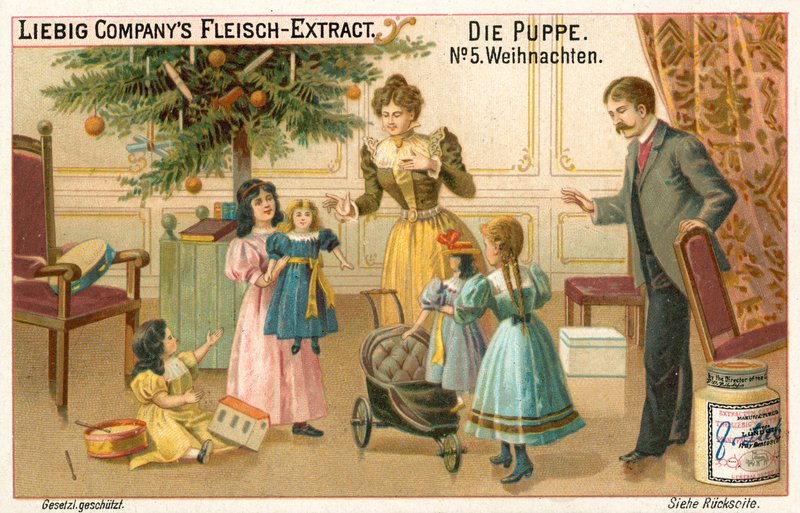 Dolls at Christmas (chromolitho) بواسطة المدرسة الأوروبية