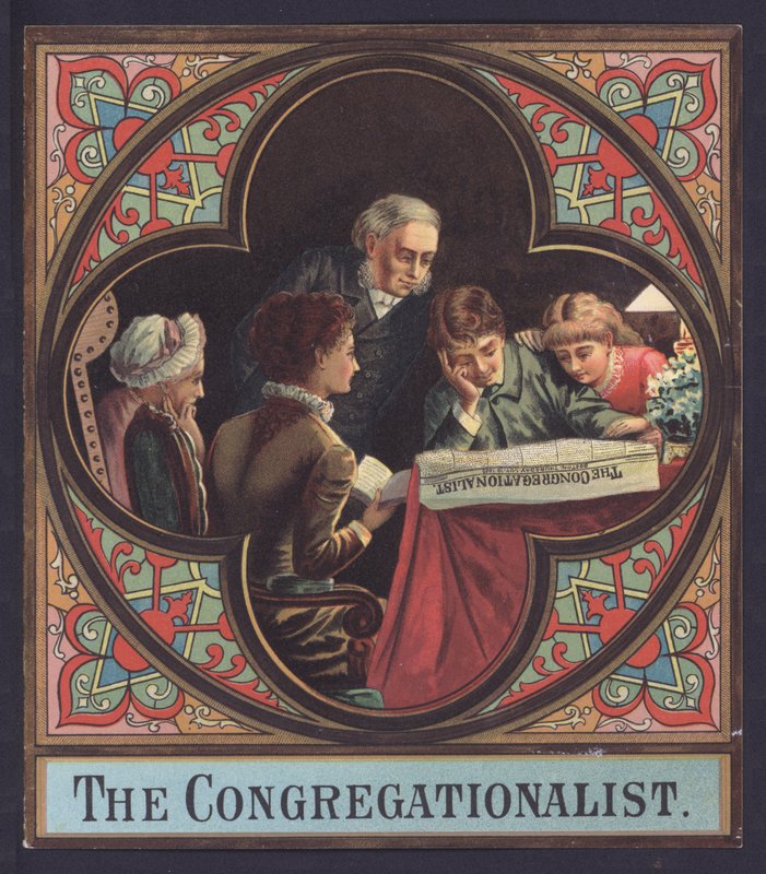 الأسرة تقرأ نسخة من The Congregationalist (Chromolitho) بواسطة المدرسة الأوروبية