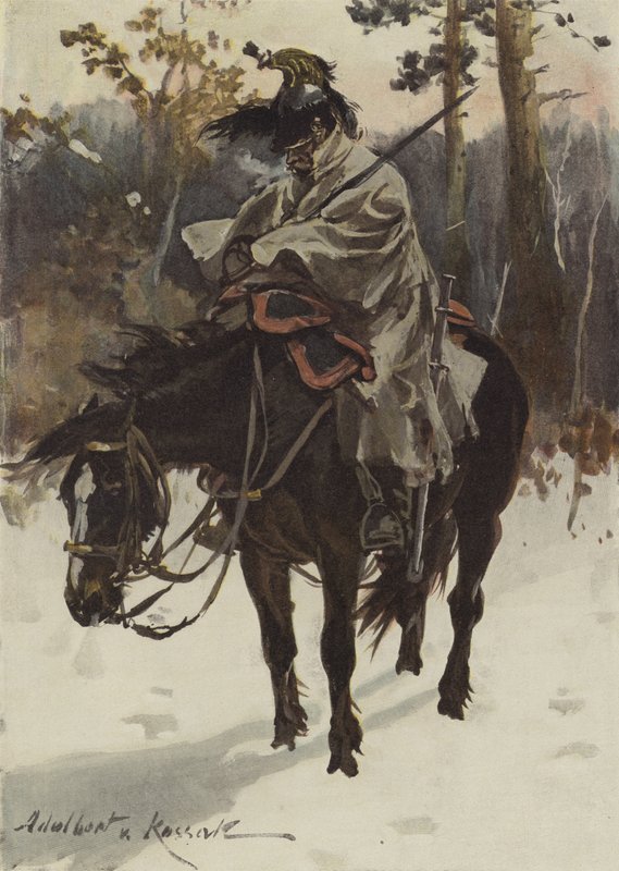 الفرنسية Cuirassier في Sentry Duty (1812) (لون ليثو) بواسطة المدرسة الأوروبية