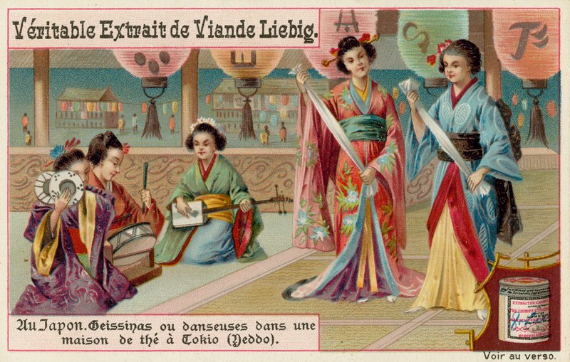 رقص Geishas في مقهى في طوكيو بواسطة المدرسة الأوروبية
