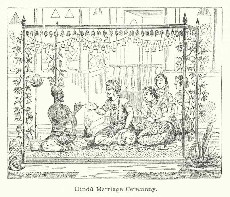 Hindu Marriage Ceremony (engraving) بواسطة المدرسة الأوروبية