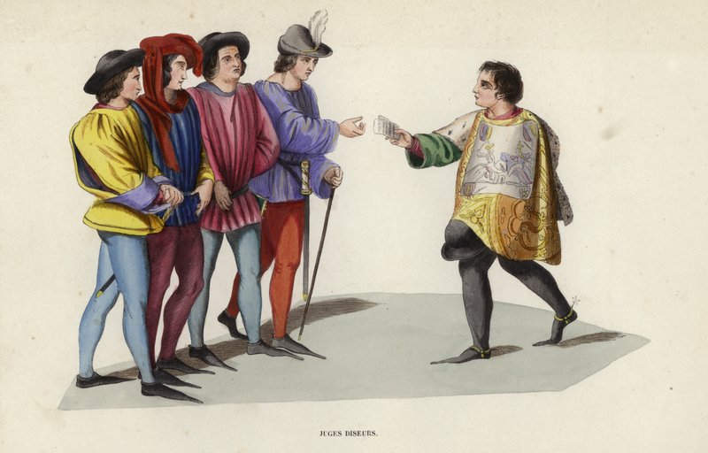 Juges Diseurs (coloured engraving) بواسطة المدرسة الأوروبية