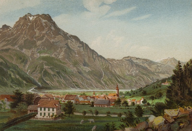 بحيرة لوسيرن: Altdorf (لون ليثو) بواسطة المدرسة الأوروبية
