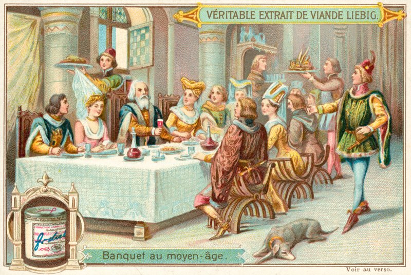 Medieval banquet (chromolitho) بواسطة المدرسة الأوروبية