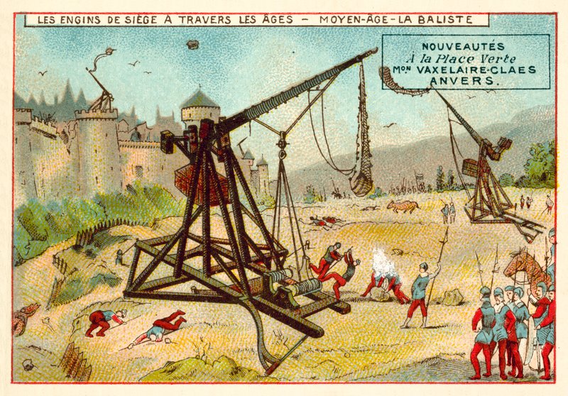 Medieval trebuchet (chromolitho) بواسطة المدرسة الأوروبية