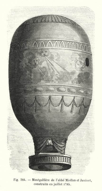 منطاد الهواء الساخن لأبوت ميولان وجانيت ، بني في يوليو 1785 (نقش) بواسطة المدرسة الأوروبية