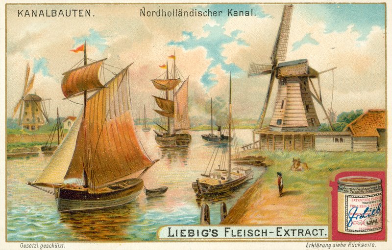 Noordhollandsch Kanaal ، هولندا (الطباعة الحجرية الملونة) بواسطة المدرسة الأوروبية