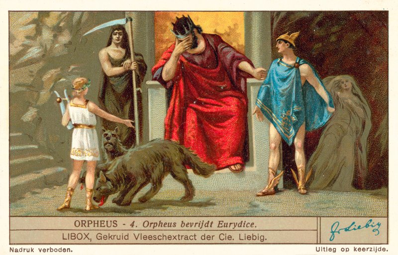 Orpheus frees Eurydice (chromolitho) بواسطة المدرسة الأوروبية