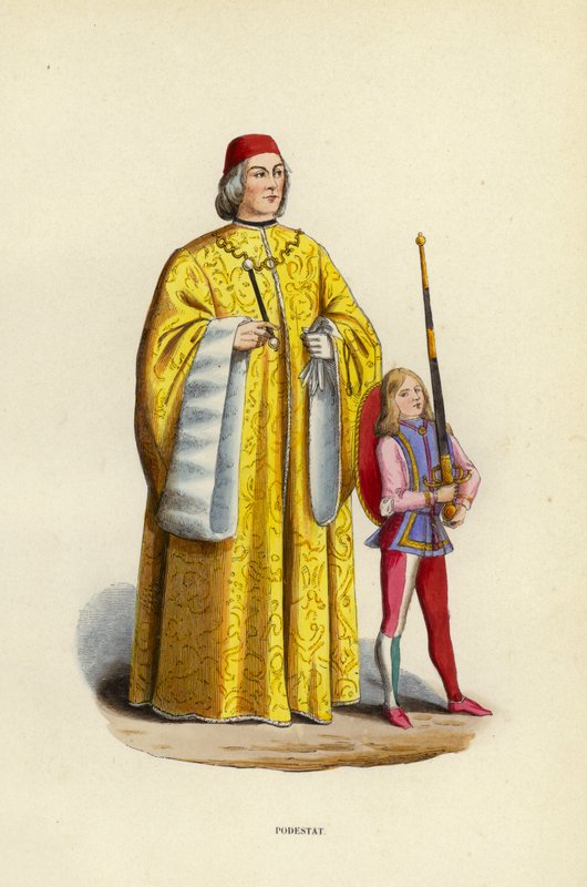 Podestat (coloured engraving) بواسطة المدرسة الأوروبية