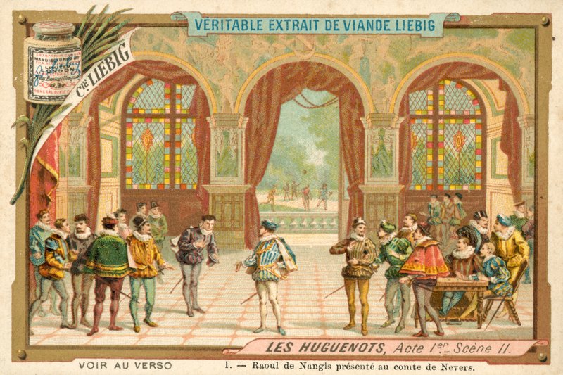 مشهد من أوبرا جياكومو مييربير Les Huguenots (Chromolitho) بواسطة المدرسة الأوروبية