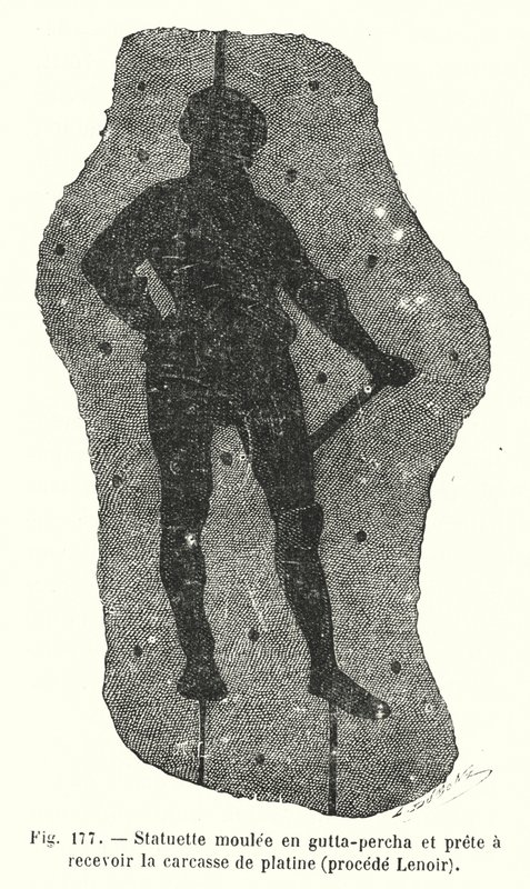 Statuette moulee en gutta-percha et prete a recevoir la carcasse de platine, procede Lenoir (engraving) بواسطة المدرسة الأوروبية