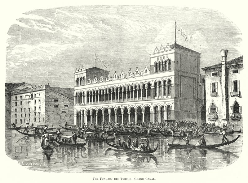 The Fondaco dei Turchi ، القناة الكبرى (نقش) بواسطة المدرسة الأوروبية