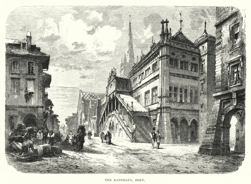 The Rathhaus, Bern (engraving) بواسطة المدرسة الأوروبية