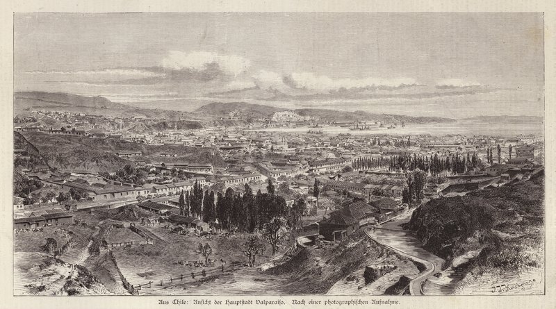View of Valparaiso, Chile (engraving) بواسطة المدرسة الأوروبية