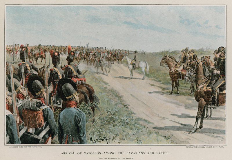 وصول نابليون بين البافاريين والساكسونيين بواسطة Felicien baron de Myrbach Rheinfeld