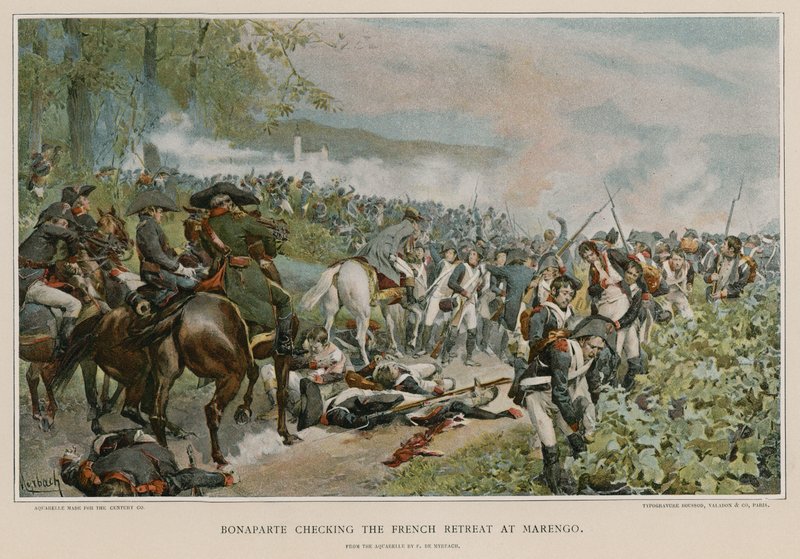 بونابرت يتفقد الملاذ الفرنسي في مارينغو بواسطة Felicien baron de Myrbach Rheinfeld