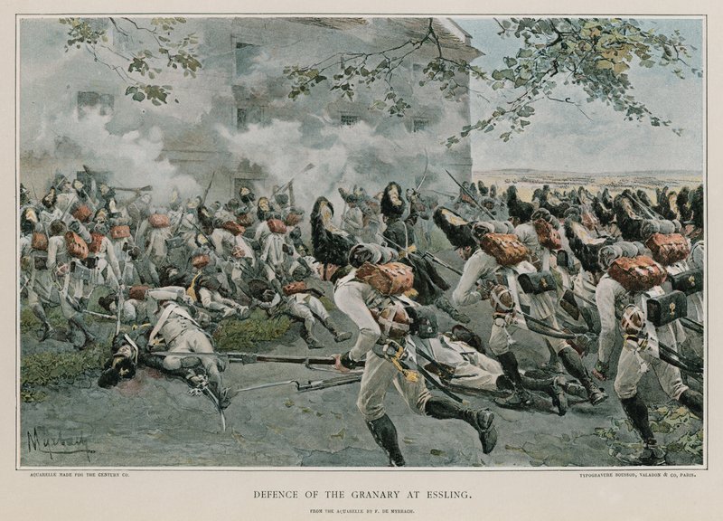 الدفاع عن مخزن الحبوب في Essling بواسطة Felicien baron de Myrbach Rheinfeld