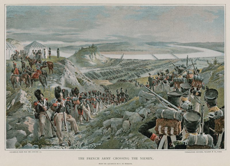الجيش الفرنسي يعبر نيمين بواسطة Felicien baron de Myrbach Rheinfeld