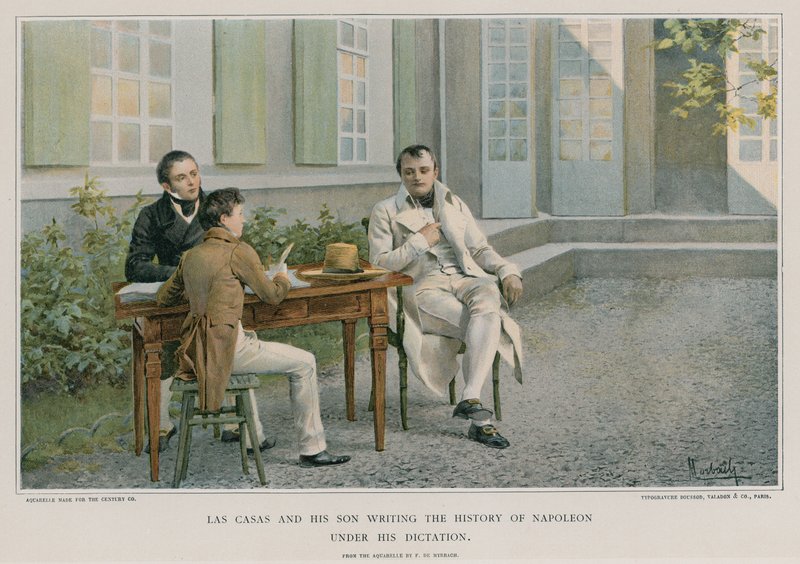 لاس كاساس وابنه يكتبان تاريخ نابليون بموجب إملائه بواسطة Felicien baron de Myrbach Rheinfeld