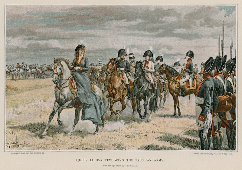 الملكة لويزا تستعرض الجيش البروسي بواسطة Felicien baron de Myrbach Rheinfeld