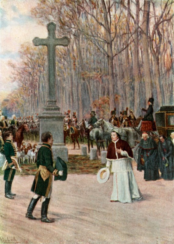 لقاء نابليون والبابا في فونتينبلو بواسطة Felicien baron de Myrbach Rheinfeld