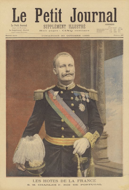 Royal visitors to France: Carlos I, King of Portugal (colour litho) بواسطة فورتشن لويس ميول