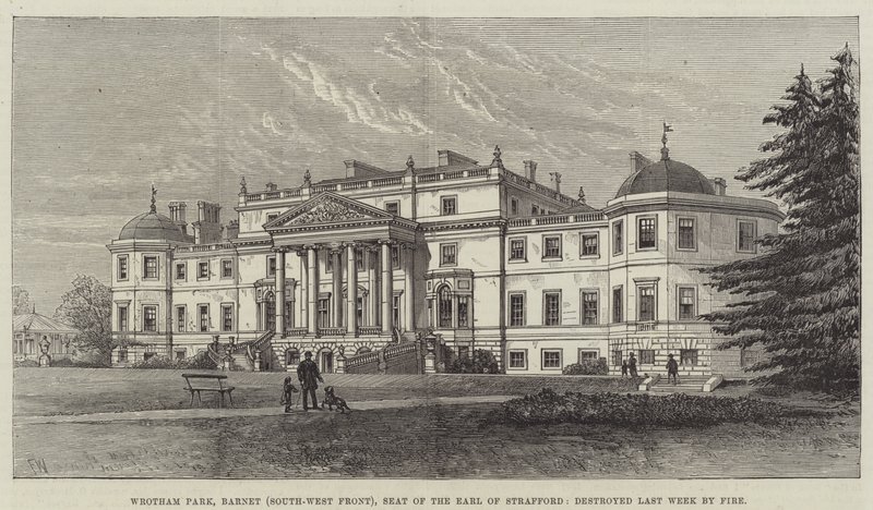 Wrotham Park، Barnet (South-Front Front) ، مقر إيرل سترافورد ، دمرته النار الأسبوع الماضي بواسطة فرانك واتكينز