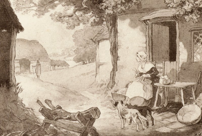 رسم توضيحي لـ The Scholar-Gipsy بواسطة ماثيو أرنولد (لون ليثو) بواسطة فرانك ادامز