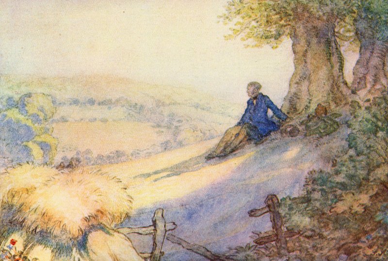 رسم توضيحي لـ The Scholar-Gipsy بواسطة ماثيو أرنولد (لون ليثو) بواسطة فرانك ادامز