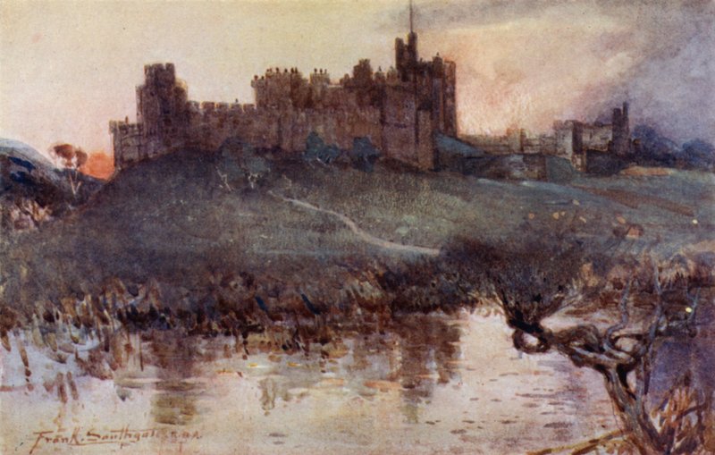 Alnwick Castle (colour litho) بواسطة فرانك ساوثجيت