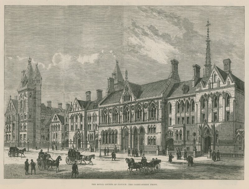 The Royal Courts of Justice: The Carey Street front (engraving) بواسطة فرانك واتكينز