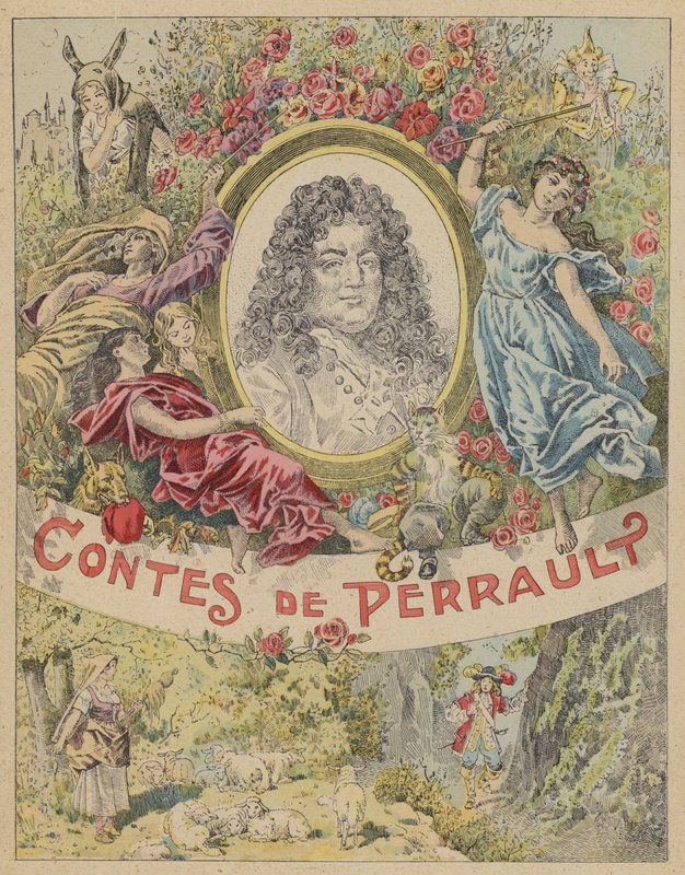 صورة توضيحية لصفحة العنوان لـ Les Contes de Perrault (حجرية ملونة) بواسطة فريدريك ثيودور (بعد) ليكس