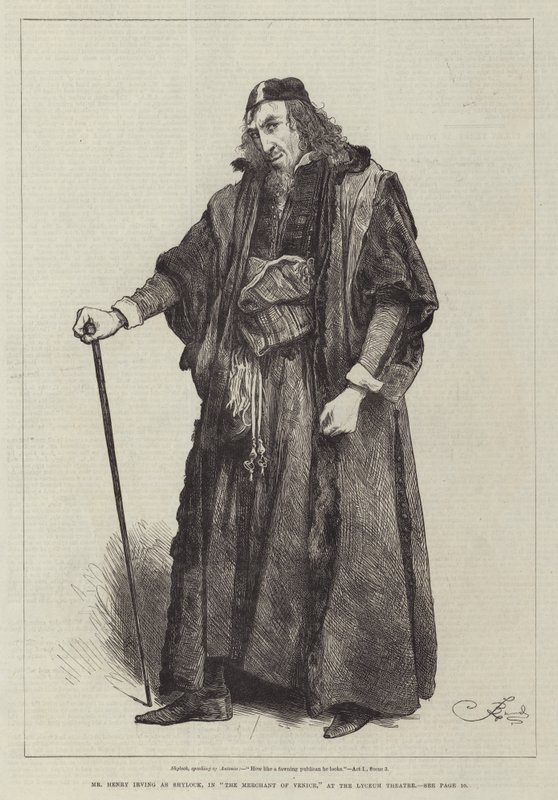 السيد Henry Irving مثل Shylock ، في تاجر البندقية ، في مسرح Lyceum بواسطة فريدريك بارنارد