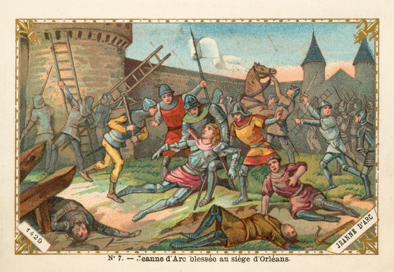 جرح جان دارك في حصار أورليانز ، 1429 بواسطة المدرسة الفرنسية