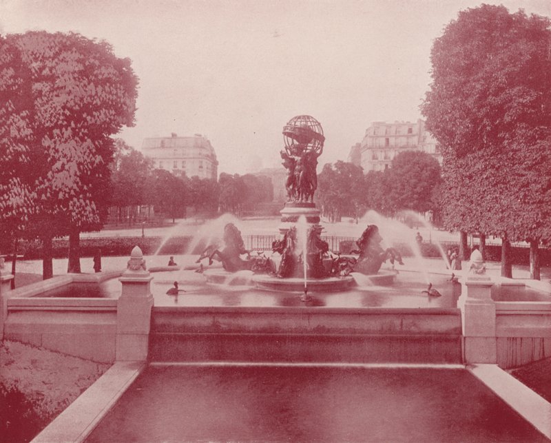 نافورة المرصد ، قصر لوكسمبورغ (b / w photo) بواسطة مصور فرنسي
