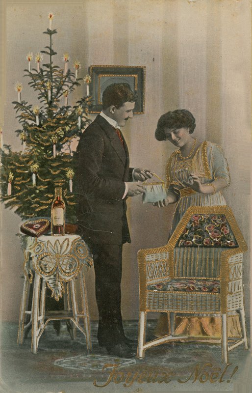 تم إرسال بطاقة بريدية عيد ميلاد سعيد في عام 1913 (صورة ملونة يدويًا) بواسطة مصور فرنسي