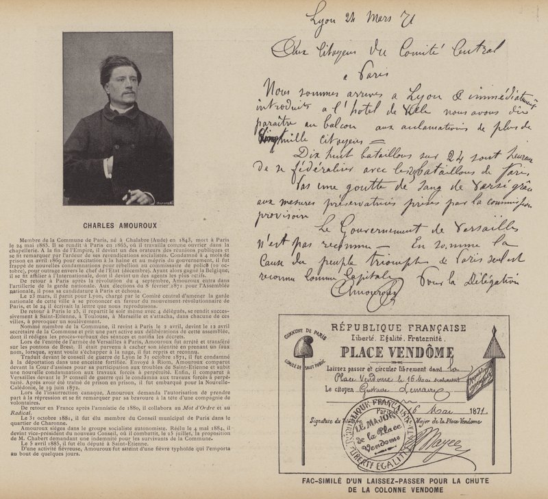 كومونة باريس ، تشارلز أمورو ، نسخة طبق الأصل من A Pass For The Fall Of The Column Vendome (b / w photo) بواسطة مصور فرنسي