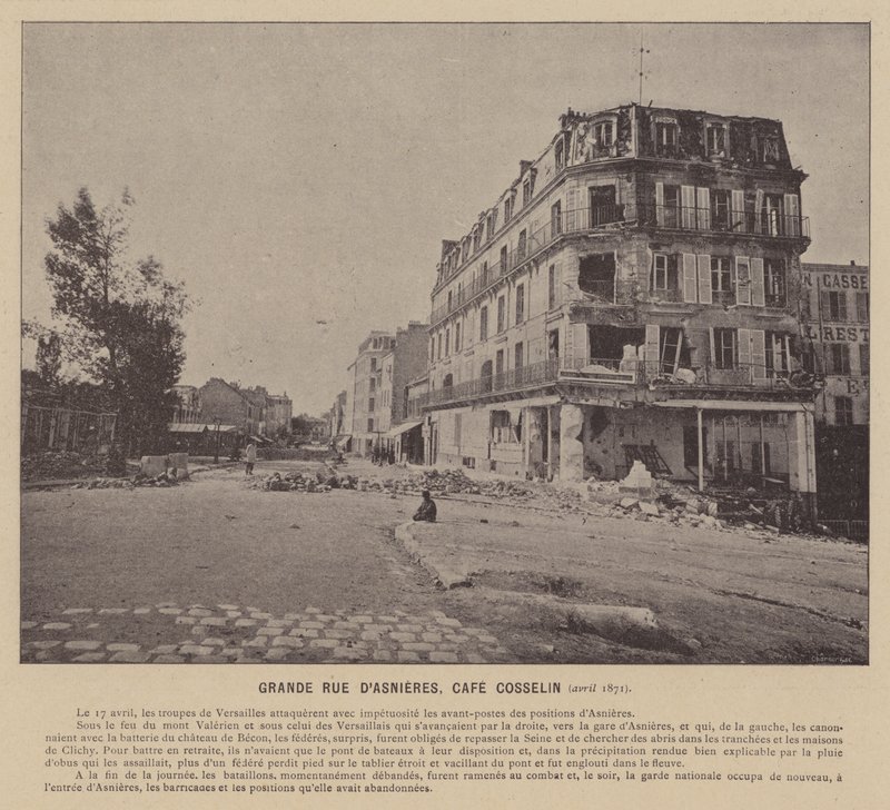 كومونة باريس ، Grande Rue D'Asnieres ، Cafe Cosselin ، أبريل 1871 (b / w photo) بواسطة مصور فرنسي