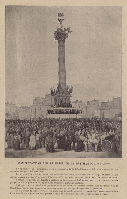 La Commune de Paris ، الأحداث في Place De La Bastille ، من 24 إلى 28 فبراير (b / w photo) بواسطة مصور فرنسي