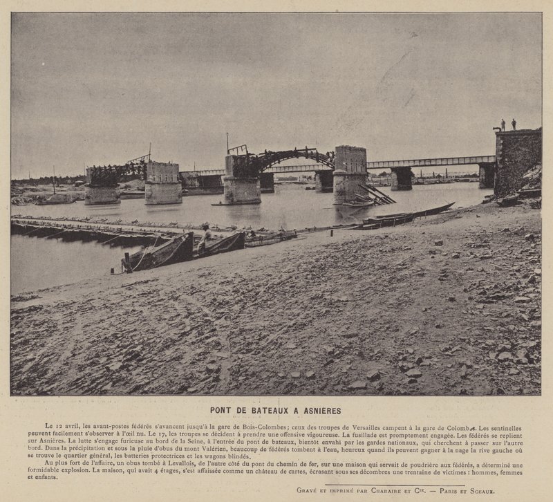 كومونة باريس ، Pont De Bateaux A Asnieres (صورة b / w) بواسطة مصور فرنسي